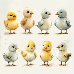 Naklejka premium Fancy Animals Cute and colorful baby chicks illustration.
