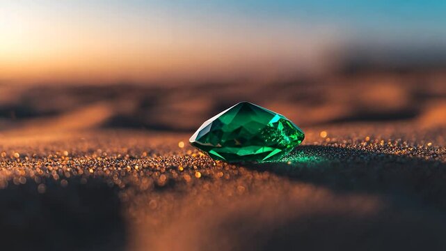 Emerald Gem on Golden Sand at Sunrise