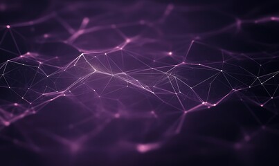 Abstract purple network with glowing nodes and connections, creating a futuristic digital landscape.