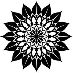 Fototapeta premium Floral mandala pattern silhouette vector illustration 