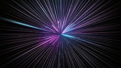 Obraz premium 放射状 魔法のようなキラキラ 宇宙風サンバースト 青紫 ピンク 赤 近未来の雰囲気 背景素材 16:9サイズ AI生成素材