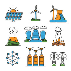 2d vector environment Collection Solar Panel icon Symbolizing clean and renewable solar energy.