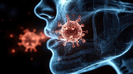 Medical x-ray of human anatomy head respiratory system 3d visual