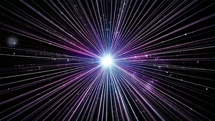 Fototapeta premium 放射状 魔法のようなキラキラ 宇宙風サンバースト 青紫 ピンク 赤 近未来の雰囲気 背景素材 16:9サイズ AI生成素材