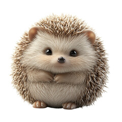 Obraz premium A Fluffy 3D Cartoon Hedgehog Curled Into a Ball Isolated on Transparent Background