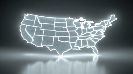 Obraz premium 3D rendering of the United States and Canada map, symbolizing the geographical connection and relationship between North American countries in a modern, futuristic style. 