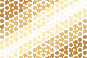 Hexagonal mosaic pattern with geometric floral hexa tile design in warm orange and beige. Ornamental decor concept