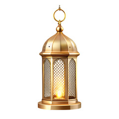 Ramadan golden latern on white background