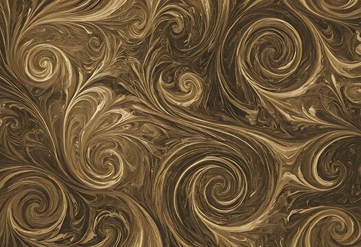 Elegant swirling pattern in shades of brown and gold, a seamless texture