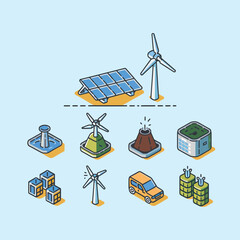 2d vector environment Collection Solar Panel icon Symbolizing clean and renewable solar energy.