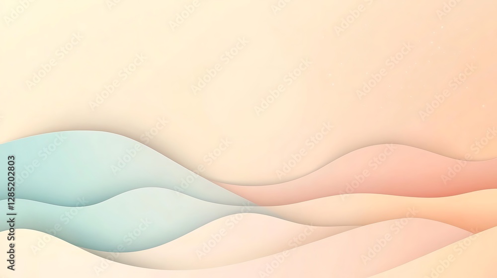 Poster soft, flowing gradient waves in pastel colors create a serene, abstract background.