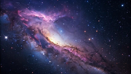 Obraz premium Expanse of Infinity: A High-Definition Cosmic Landscape with Glowing Star and Swirling Nebula Galaxy