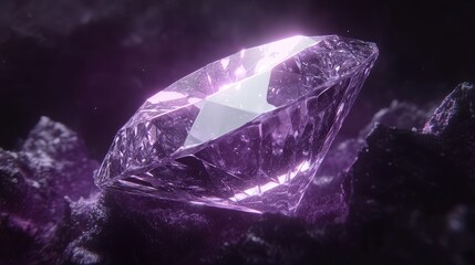 Obraz premium Sparkling Amethyst Gemstone on Dark Abstract Background