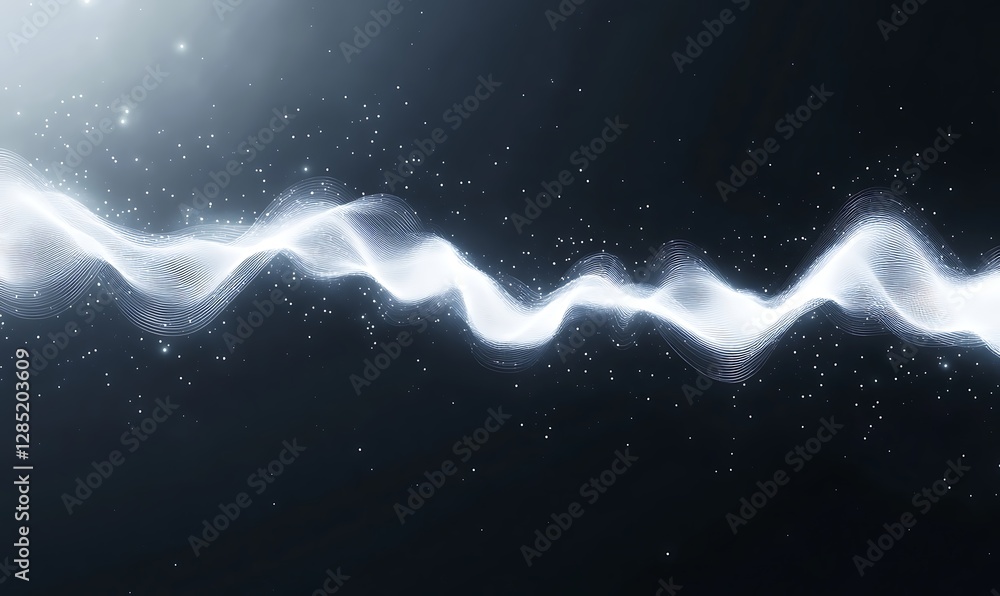 Aufkleber abstract light wave with a shimmering effect against a dark background.