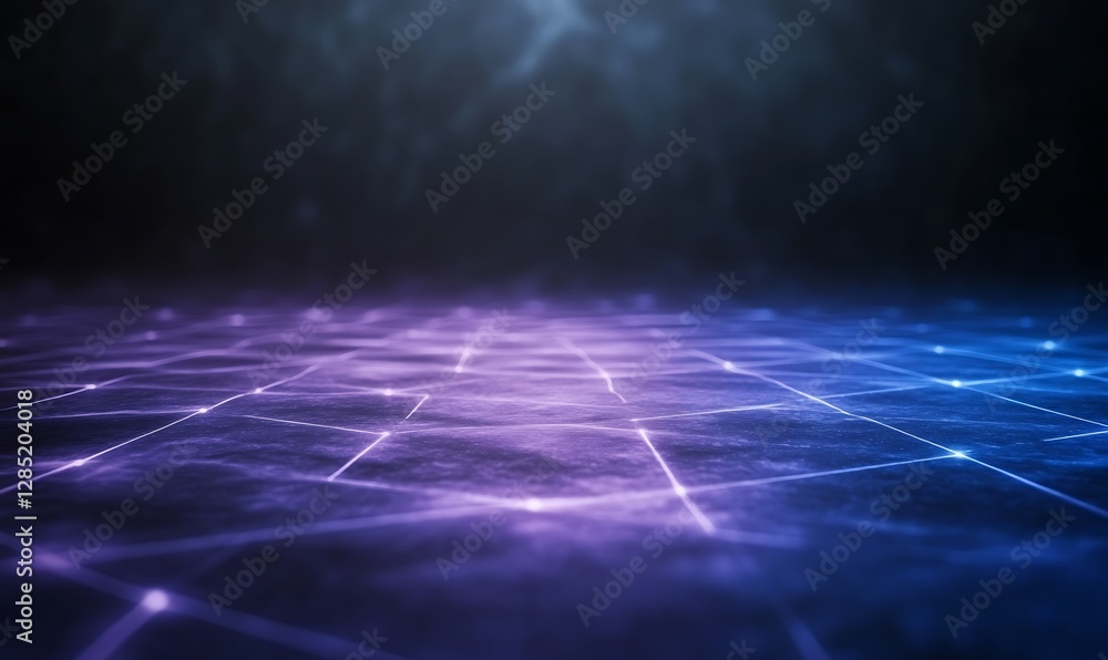 Poster abstract digital background with a grid pattern in blue and purple hues.