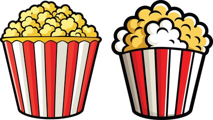 Fresh Popcorn Clipart Vector with Classic Box Design for Snacks and Movie Themes