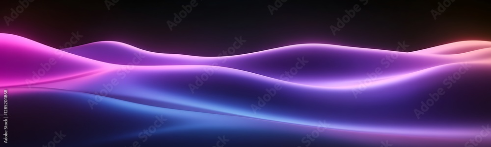 Poster Vibrant wave patterns in shades of pink and blue against a dark background, creating a dynamic and modern feel.