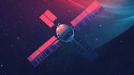 Futuristic space station orbiting a planet, vibrant colors and cosmic surroundings, ideal for science fiction themes.