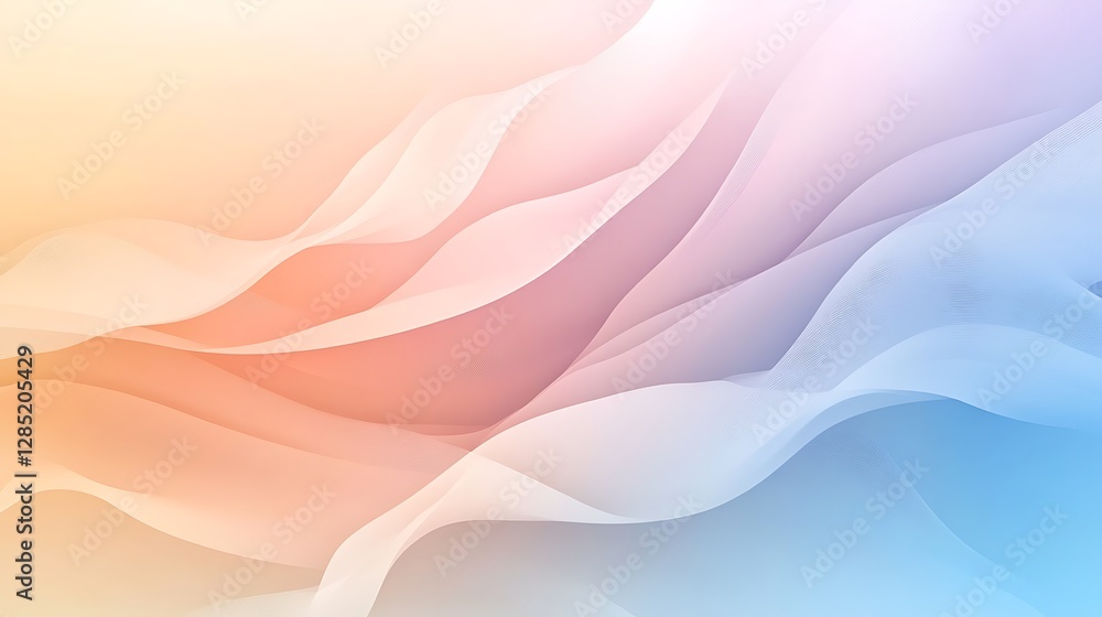 Fototapete soft waves of pastel colors blend seamlessly, creating a serene and calming background.