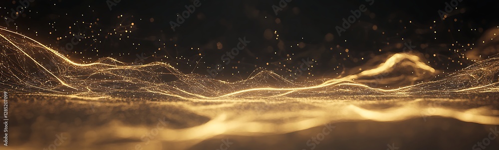 Leinwandbilder golden waves of light flowing gracefully against a dark background, creating a mesmerizing visual ef