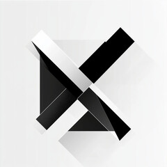 Abstract Letter X with Geometric Overlaps and Depth