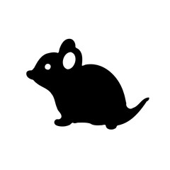 Monochrome Illustration of a Cute Mouse Silhouette
