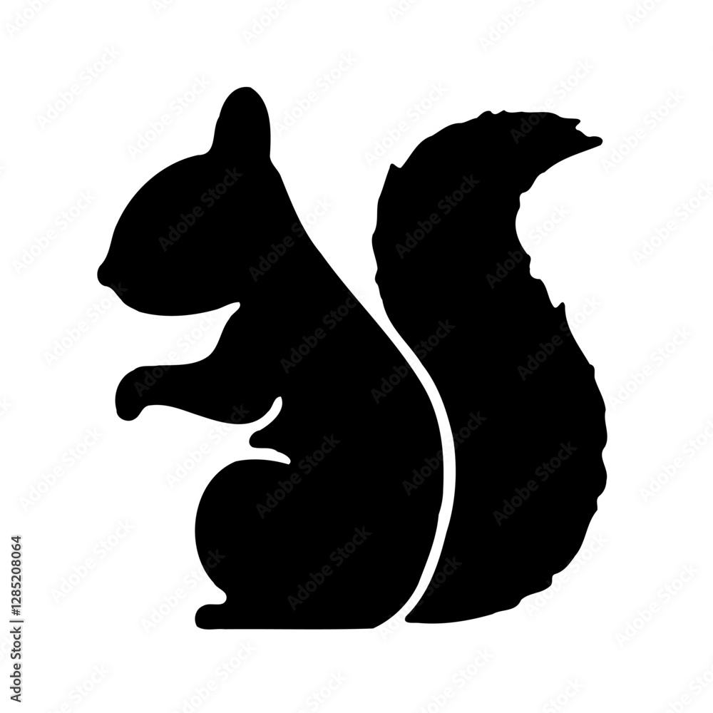 Poster elegant silhouette of a squirrel, vector image