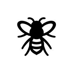 Simple Silhouette Bee on White Background