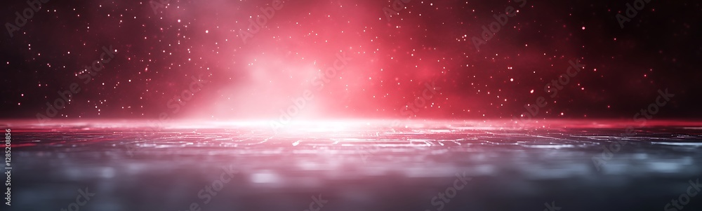 Poster abstract red light illuminating a dark, misty surface with a soft glow.