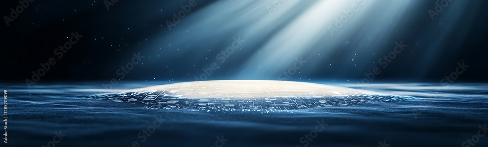 Leinwandbilder mysterious waters illuminated by beams of light create a serene and enchanting atmosphere.