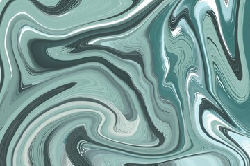 A soothing abstract fluid art pattern with swirling shades of gray, teal, and white, creating a soft, elegant marbled effect with a tranquil and modern aesthetic.