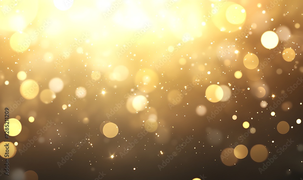 Fototapete bright, glowing background with shimmering golden bokeh lights creating a festive atmosphere.