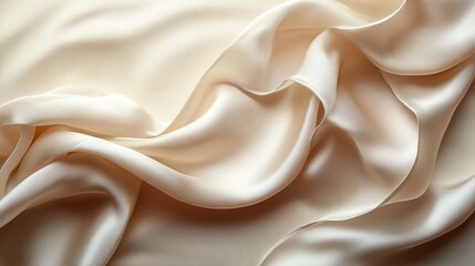 Obraz premium A beige ribbon lies on a light beige background with empty space for copyspace.