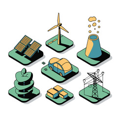 2d vector environment Collection Solar Panel icon Symbolizing clean and renewable solar energy.