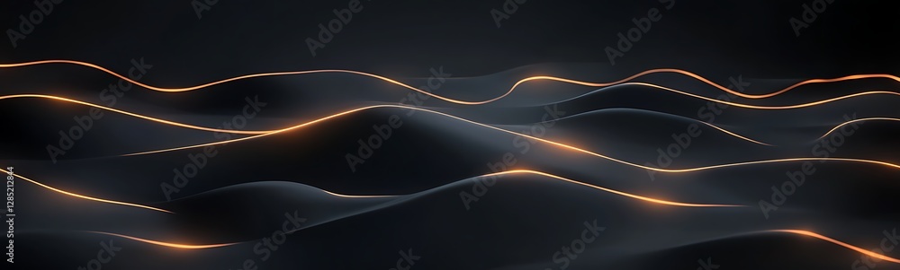 Poster abstract waves with glowing lines in a dark background, creating a modern and dynamic visual effect.