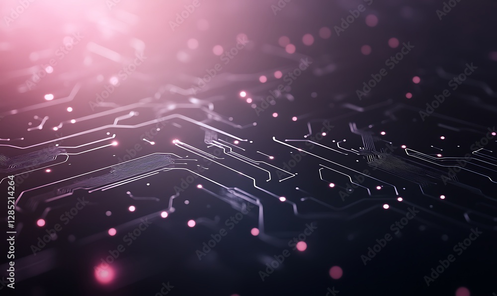 Aufkleber Abstract digital circuit design with glowing elements and a futuristic vibe.