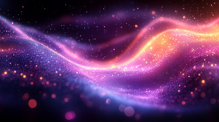 Fototapeta premium A vibrant glowing wave flows through abstract particles, symbolizing the essence of change and expansion, evoking growth, transformation, and progress in a modern, dynamic setting.