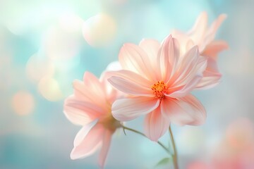 Fototapeta premium Watercolor pastel sky background with soft pink and blue colors. Pastel clouds. Abstract vector illustration, background for design poster, banner, flyer, card, or cover. Vector illustration.