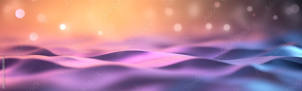 Leinwandbilder Vibrant abstract waves with a glowing gradient and soft bokeh effects in the background.