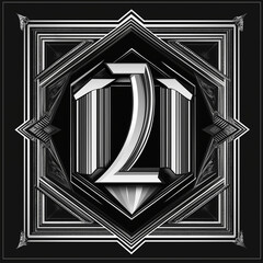 Elegant Number Monogram with Ornate Borders