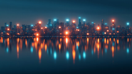  A breathtaking modern city skyline bathed in the golden hues of a sunset, symbolizing progress, innovation, and the beauty of urban life in the glow of evening light