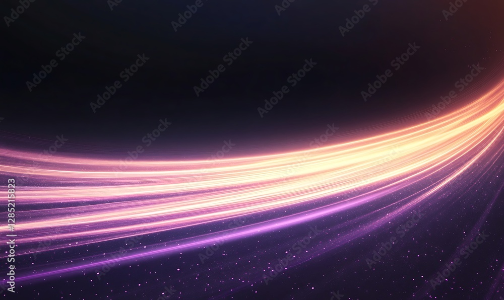 Poster Vibrant light trails swirl against a dark background, creating a dynamic and abstract visual effect.
