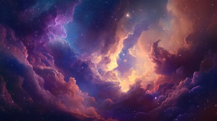 Fototapeta premium Colorful Nebula with Stars and Cloud Formations