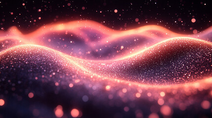 A vibrant glowing wave flows through abstract particles, symbolizing the essence of change and expansion, evoking growth, transformation, and progress in a modern, dynamic setting.

