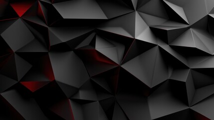 Obraz premium Abstract geometric background featuring sharp black and red triangular shapes creating depth