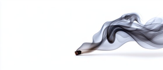 Ethereal Trails A Delicate Dance of Smoke on a Pristine White Canvas Abstract Vaporous Tendrils and Subtle Shadows