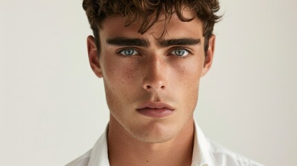 Fototapeta premium Portrait of Young Man with Blue Eyes