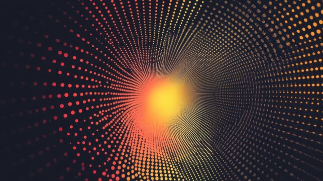 Radial Dot Pattern with Central Light and Color Gradient