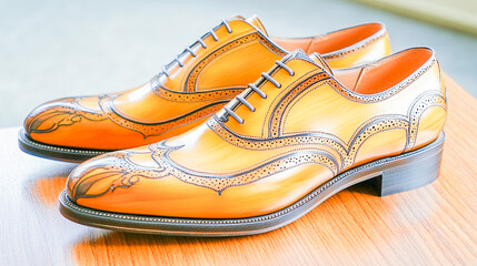 pair of brown leather shoes