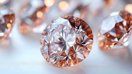 Fototapeta premium A collection of sparkling diamonds are scattered across a clean white background